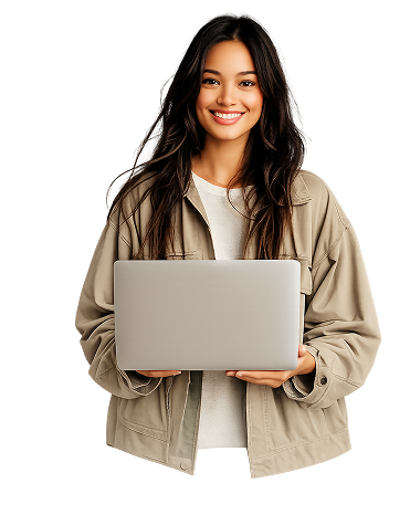 Happy entrepreneur with laptop