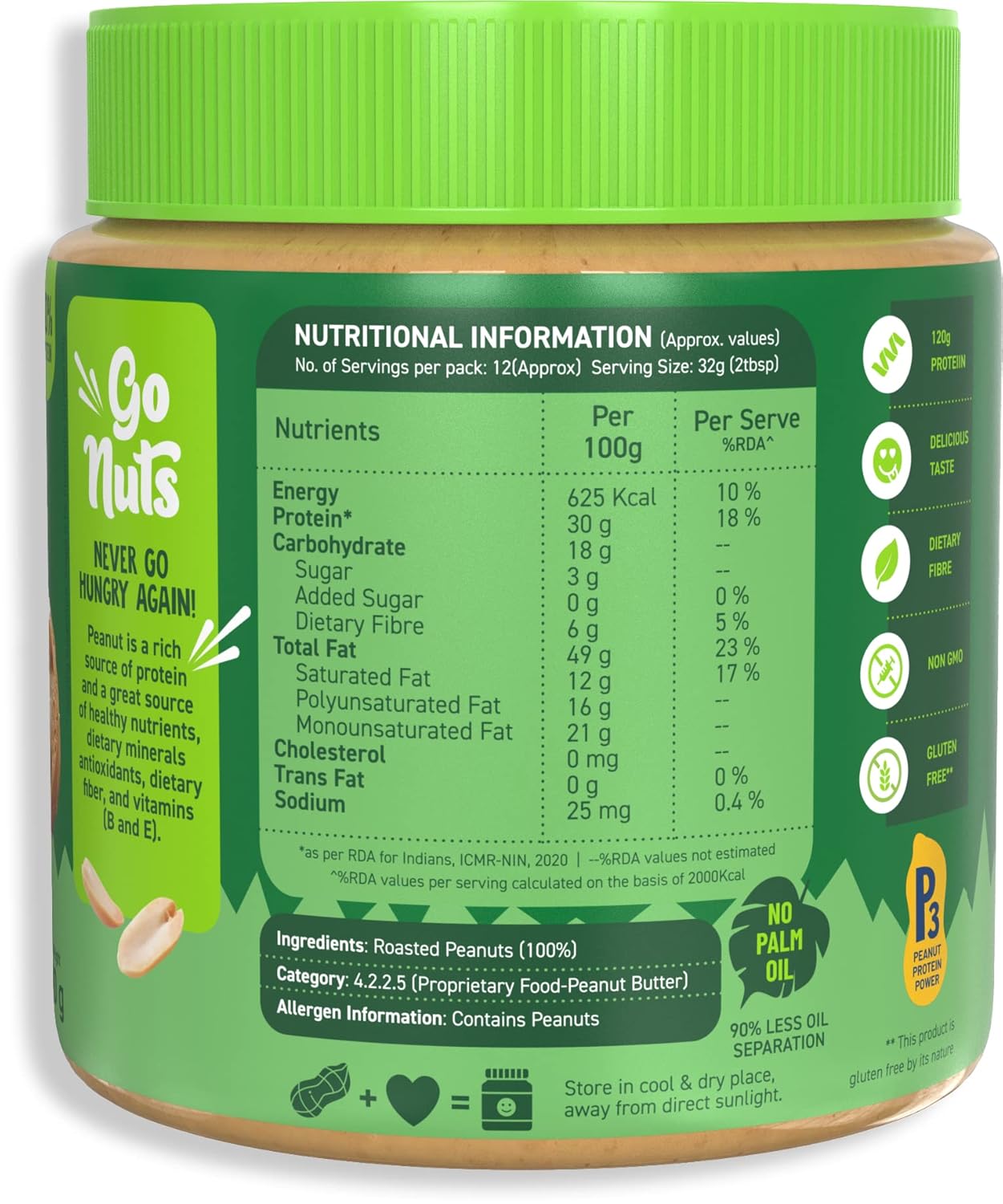 ALPINO Natural Peanut Butter 400g - Image 2