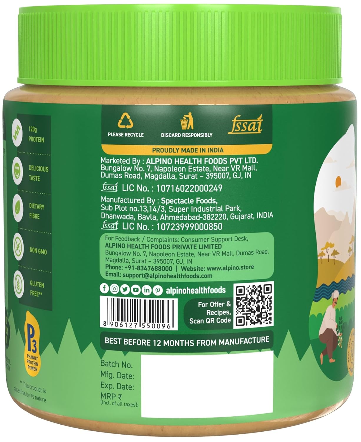ALPINO Natural Peanut Butter 400g - Image 3