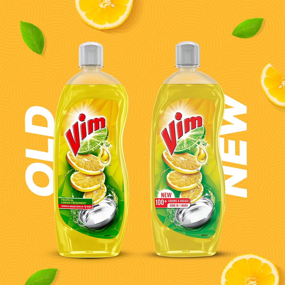 Vim Dishwash Liquid Gel Lemon, With Lemon Fragrance, Leaves No Residue, Grease Cleaner For All Utensils, 750 ml Bottle - Image 5