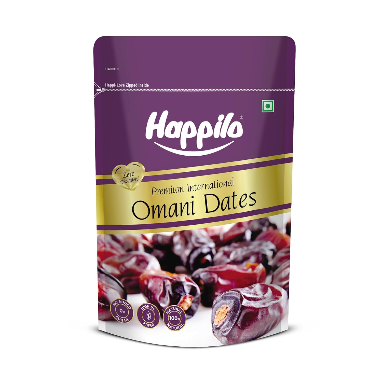 Happilo Dried Premium International Omani Dates 250g |Healthy snacks, Dry fruits, Khajoor, Khajur| No Preservatives | No Added Sugar |Vegan | Plant Based | Non GMO - Image 1