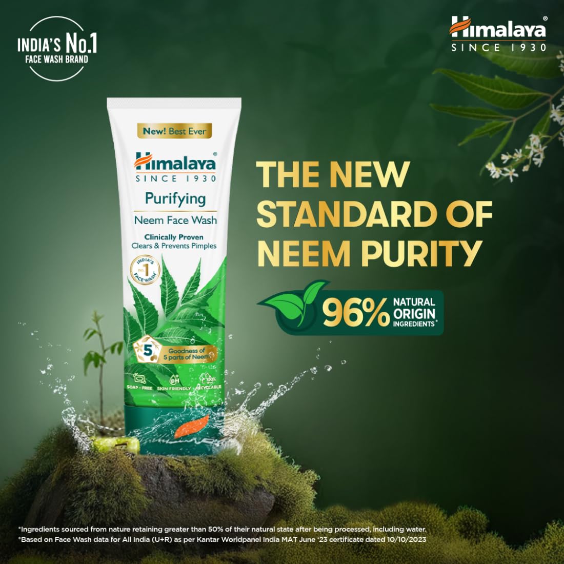 Himalaya Purifying Neem Face Wash|Clears and Prevents Pimples & Acne|Made with 5 parts of Neem|New & Best Ever clinically Proven formula|Gently Cleanses|For men and women|150 ml - Image 8