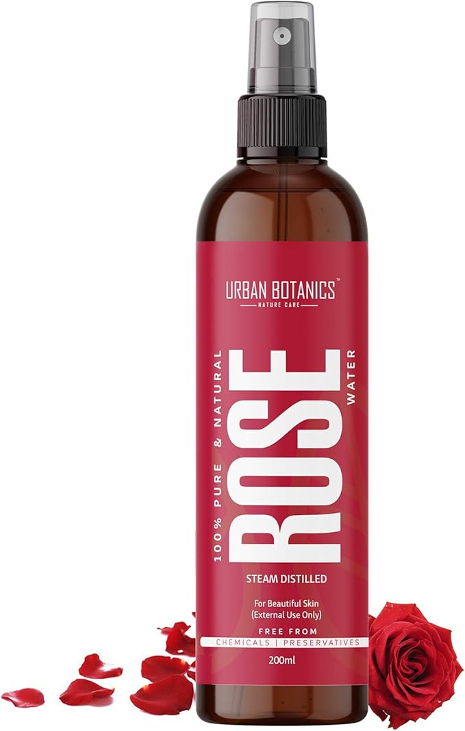 UrbanBotanics 100% Pure & Natural Rose Water Spray For Face, Skin & Hair- Steam Distilled - Toner - Gulab Jal - Free From Chemicals - 200 ml - Image 1