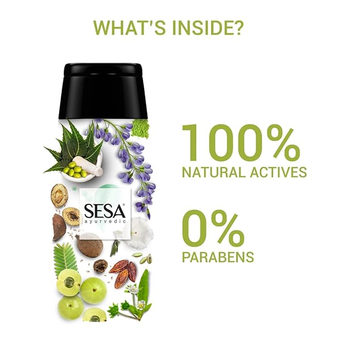 Sesa Ayurvedic Medicinal Shampoo Hairfall Control Anti Dandruff Shampoo Infused with 15 Ayurvedic Herbs Smooth & Shiny Hair For Men & Women (200 ml) - Image 4