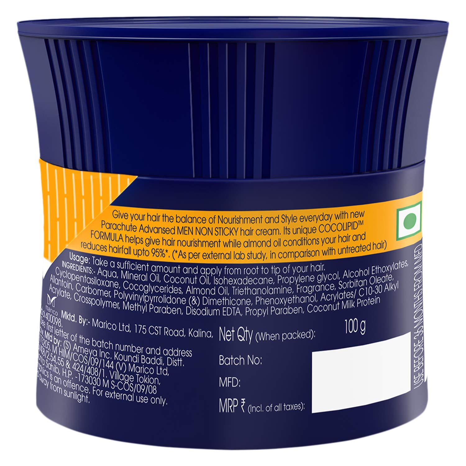 Parachute Advansed Men Hair Cream, Anti-Hairfall, 100 gm - Image 2
