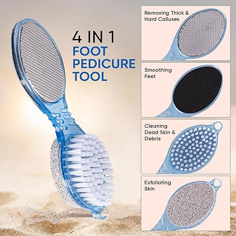 VEGA 4 in 1 Feet Pedicure Tools with Foot Scrubber, Pumice Stone, Foot Rasp and Black Emery for Home Foot Care, Soft Care | Foot File Callus Remover - Multi Purpose Pedicure & Manicure Tool - Image 3