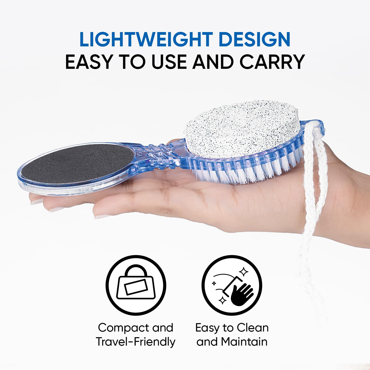 VEGA 4 in 1 Feet Pedicure Tools with Foot Scrubber, Pumice Stone, Foot Rasp and Black Emery for Home Foot Care, Soft Care | Foot File Callus Remover - Multi Purpose Pedicure & Manicure Tool - Image 7