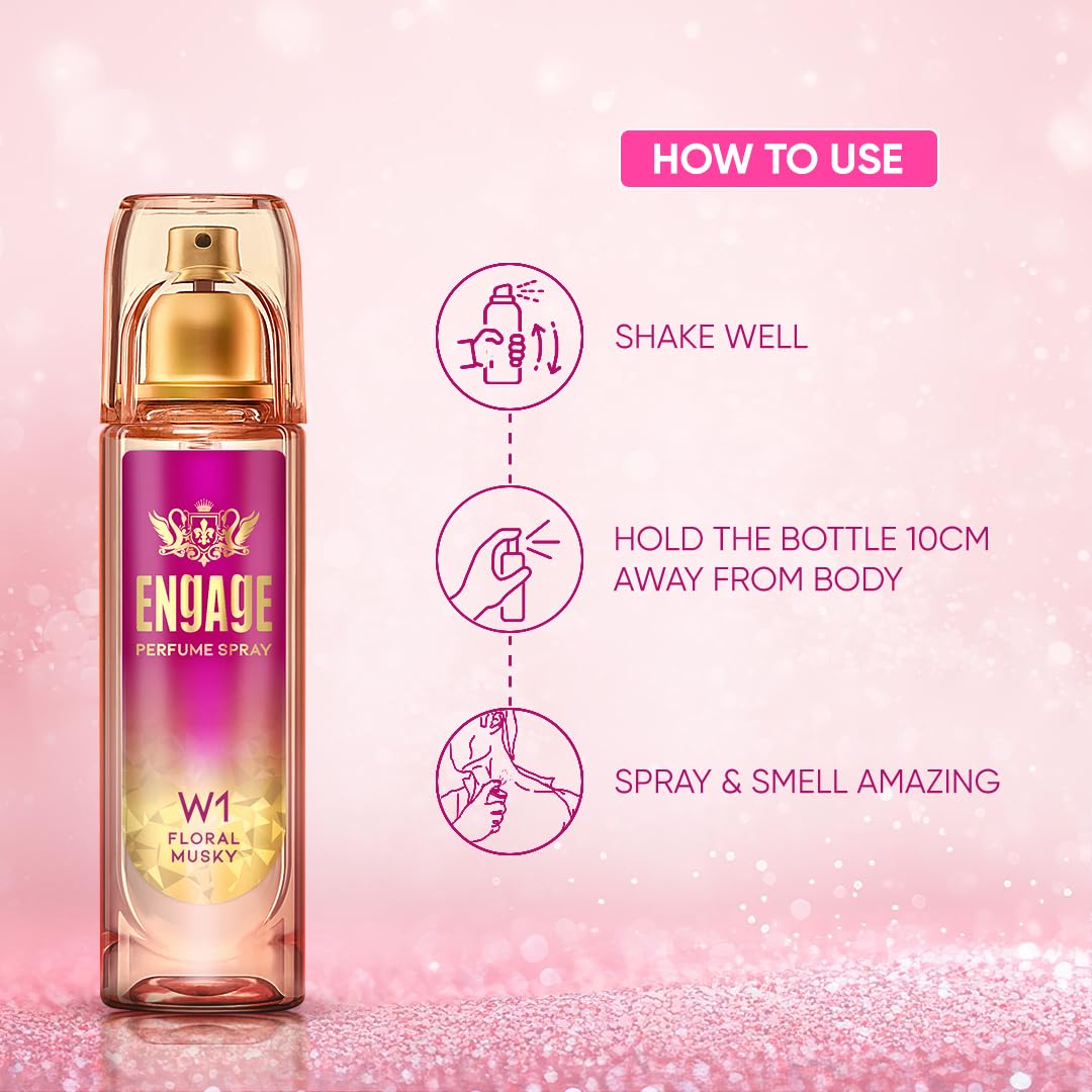 Engage W1 Perfume Spray For Women, Fruity and Floral, Skin Friendly, 120ml - Image 5