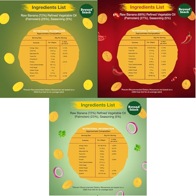 Beyond Snack Nendran Kerala Banana Chips | Combo pack (Original salted, Peri Peri, Sour cream Onion & Parsley)| Thin Crunchy Crispy Snack |300g (100g*3packs) - Image 2