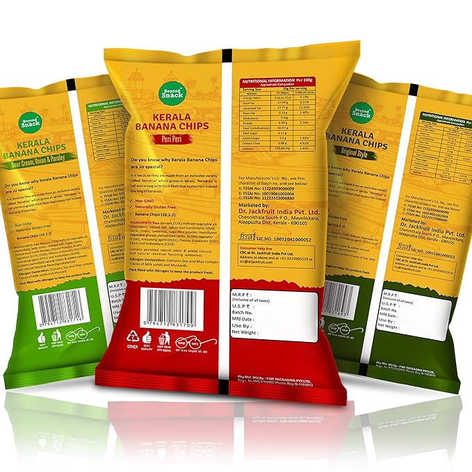 Beyond Snack Nendran Kerala Banana Chips | Combo pack (Original salted, Peri Peri, Sour cream Onion & Parsley)| Thin Crunchy Crispy Snack |300g (100g*3packs) - Image 3