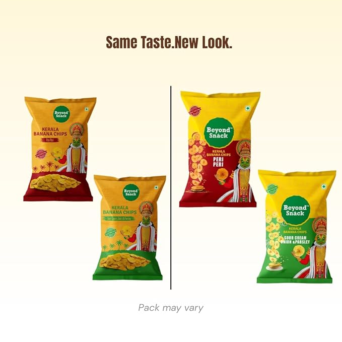 Beyond Snack Nendran Kerala Banana Chips | Combo pack (Original salted, Peri Peri, Sour cream Onion & Parsley)| Thin Crunchy Crispy Snack |300g (100g*3packs) - Image 4