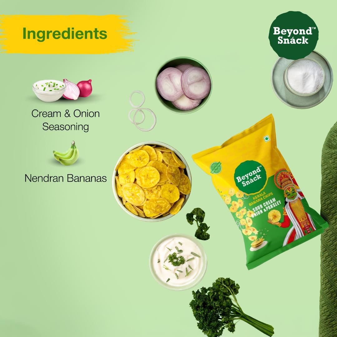 Beyond Snack Nendran Kerala Banana Chips | Combo pack (Original salted, Peri Peri, Sour cream Onion & Parsley)| Thin Crunchy Crispy Snack |300g (100g*3packs) - Image 8