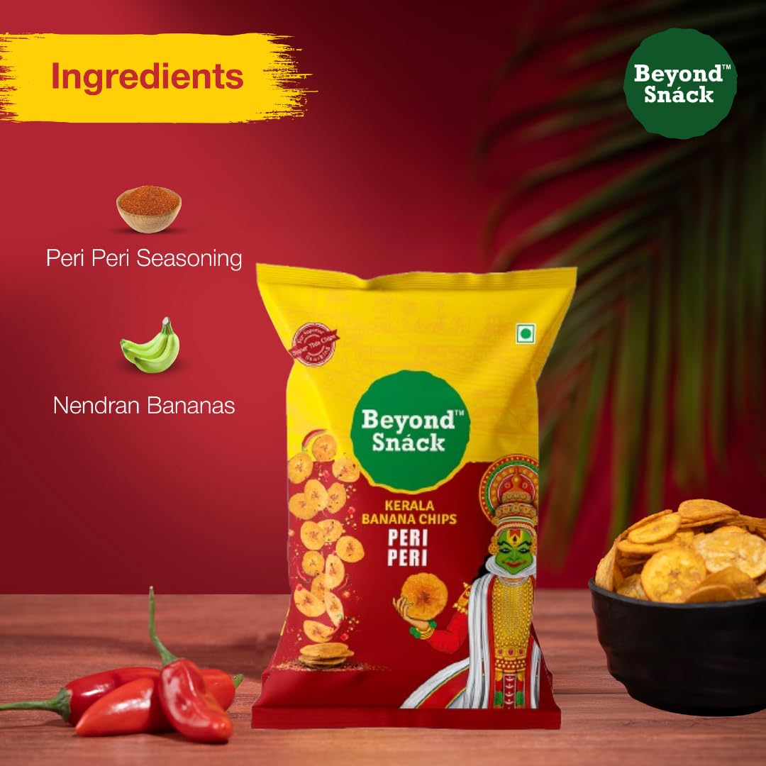 Beyond Snack Nendran Kerala Banana Chips | Combo pack (Original salted, Peri Peri, Sour cream Onion & Parsley)| Thin Crunchy Crispy Snack |300g (100g*3packs) - Image 9