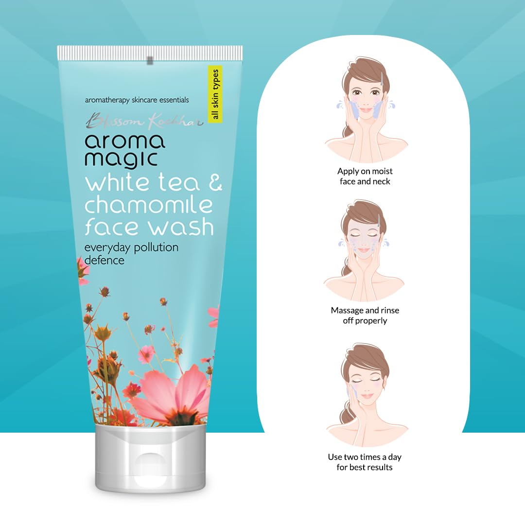 Aroma Magic Everyday Pollution Defence White Tea & Chamomile Face Wash| with Soya Milk Extracts| All Skin -100 ml Pack Of 1 - Image 6