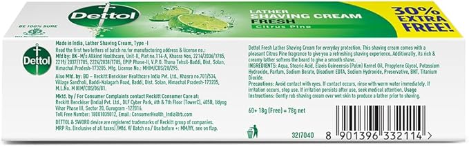 Dettol Everyday Protection fresh Lather Shaving Cream 78g - Image 2