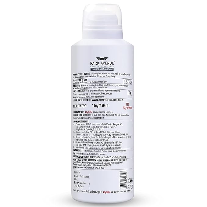 Park Avenue Signature Voyage Deodorant Spray For Men,150Ml - Image 2