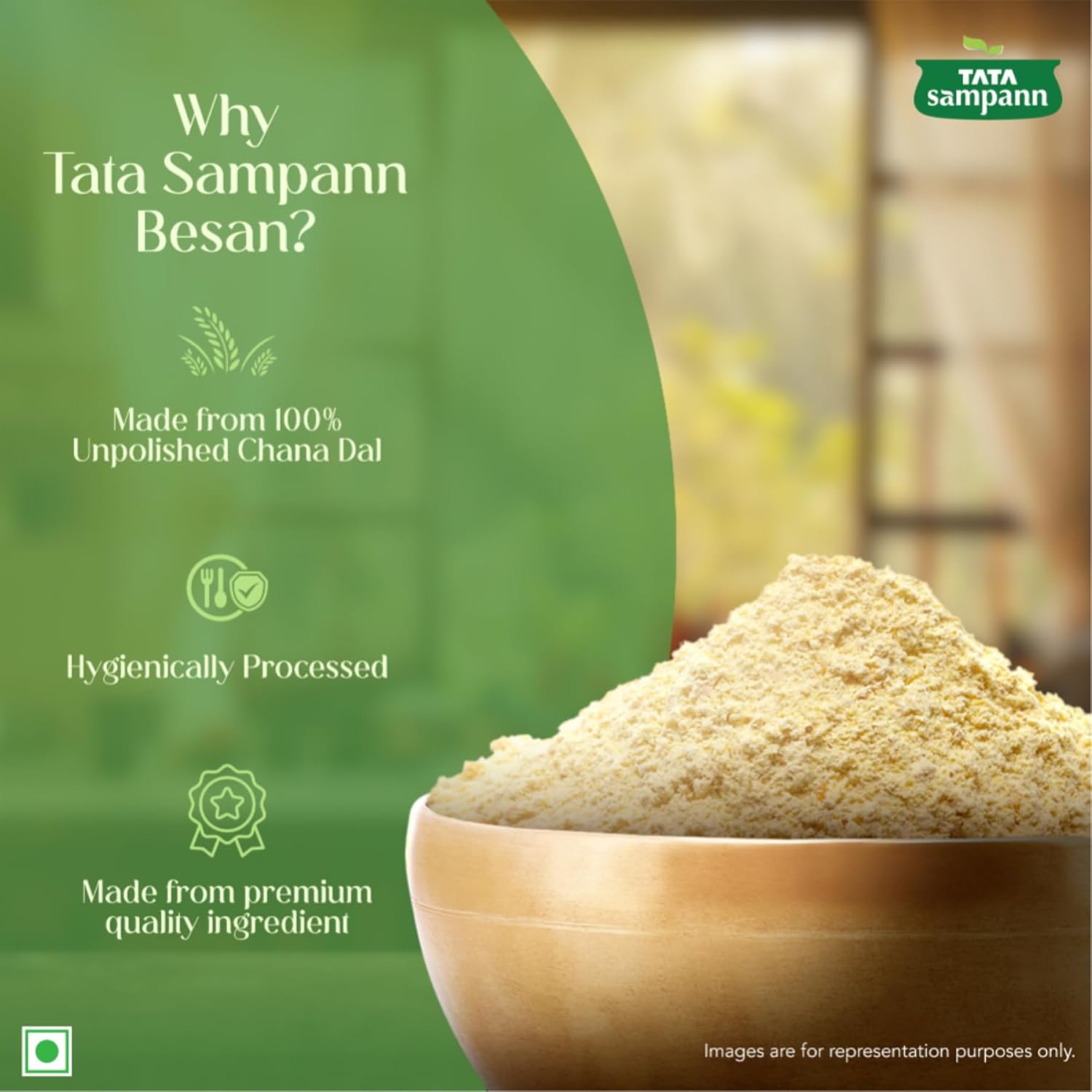Tata Sampann 100% Chana Dal Fine Besan, Gram Flour, 500g - Image 7