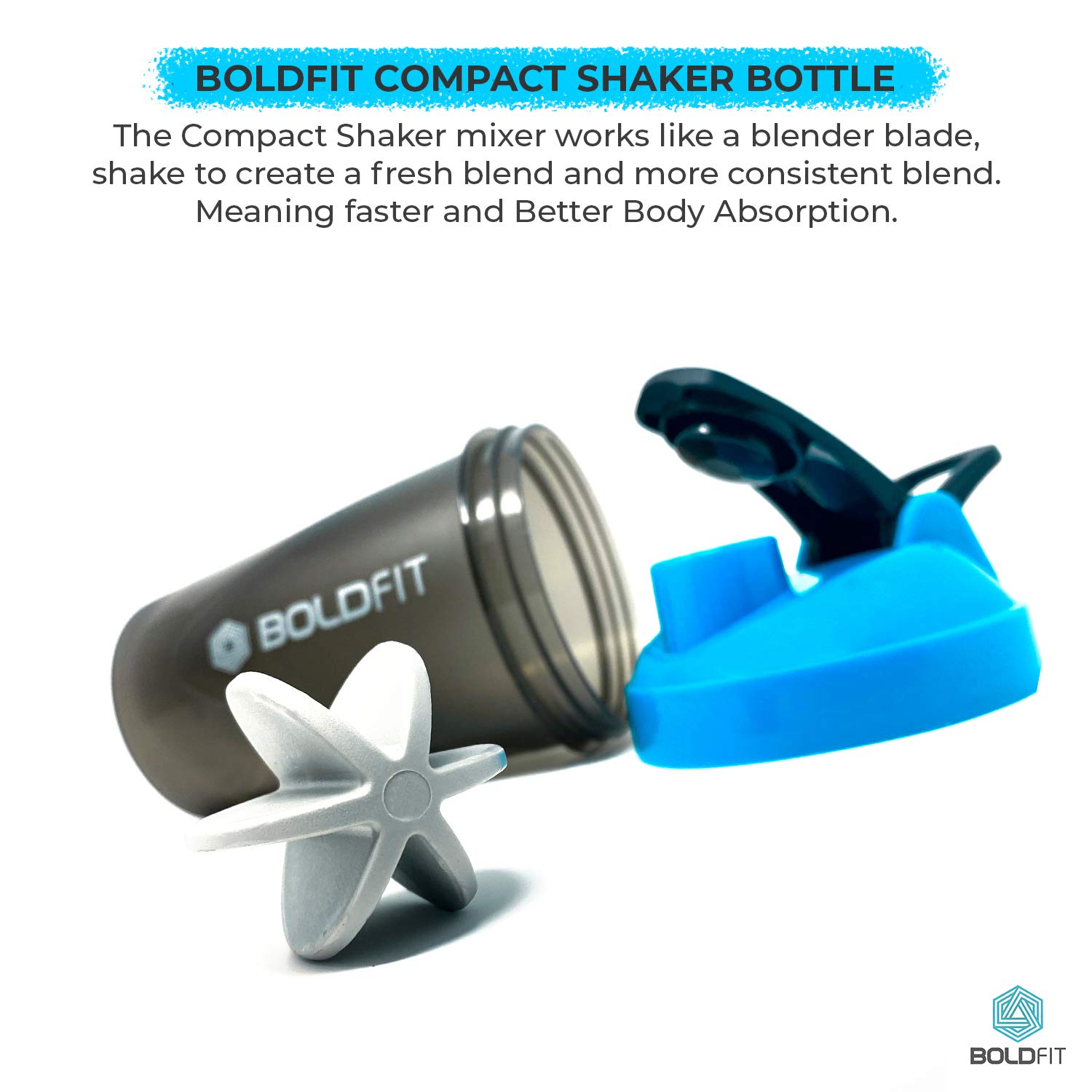 Boldfit shaker for gym leakproof gym shaker bottle ideal for Protein, Pre Workout, Bcaas sports bottle Workout water sipper for men, Plastic, 500 ML, Blue - Image 4