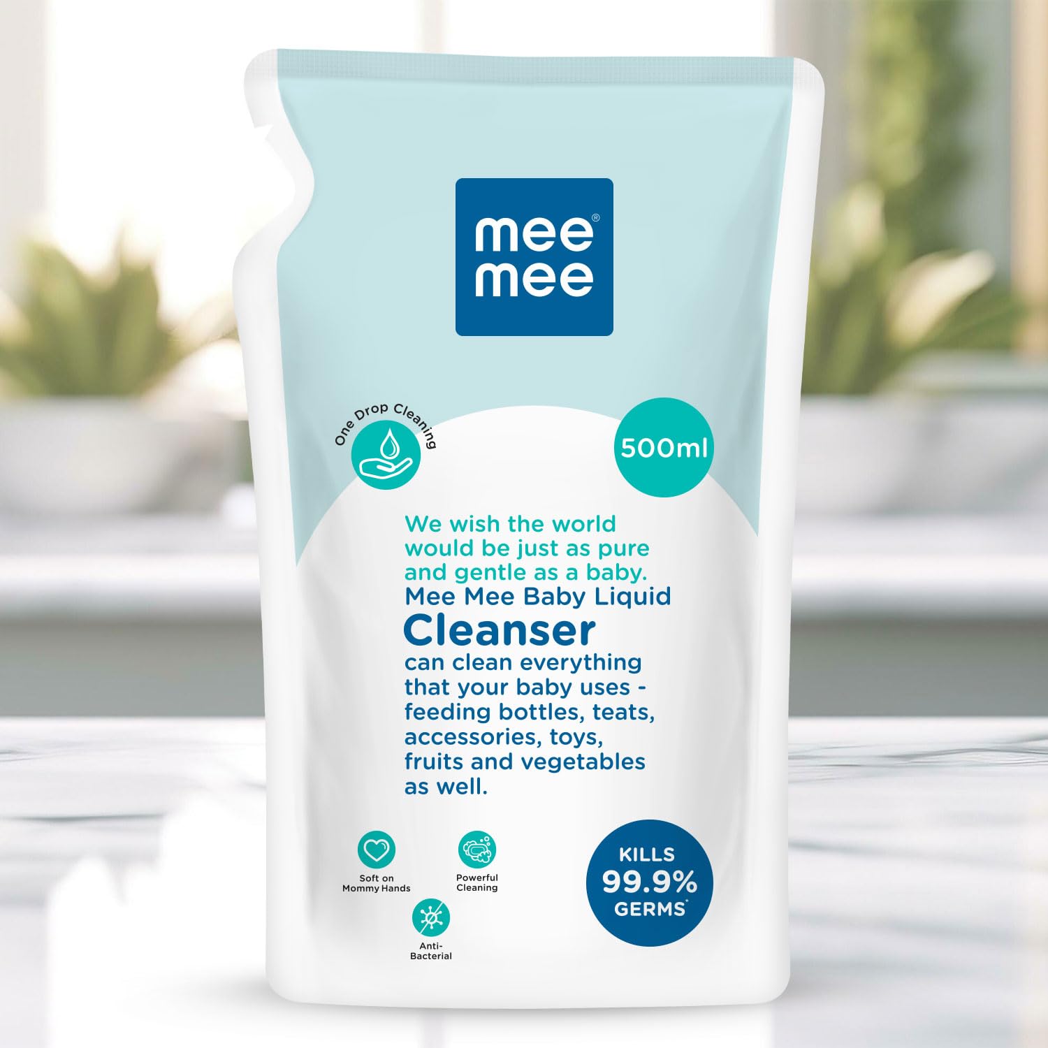 Mee Mee Baby Liquid Cleanser 500ml, Anti-Bacterial Kills 99.9% Germs | For Baby Bottles, Nipples, Accessories, Toys, Fruits & Vegetables | No Alcohol, One Drop Cleaning, Dermatologically Tested - Image 2