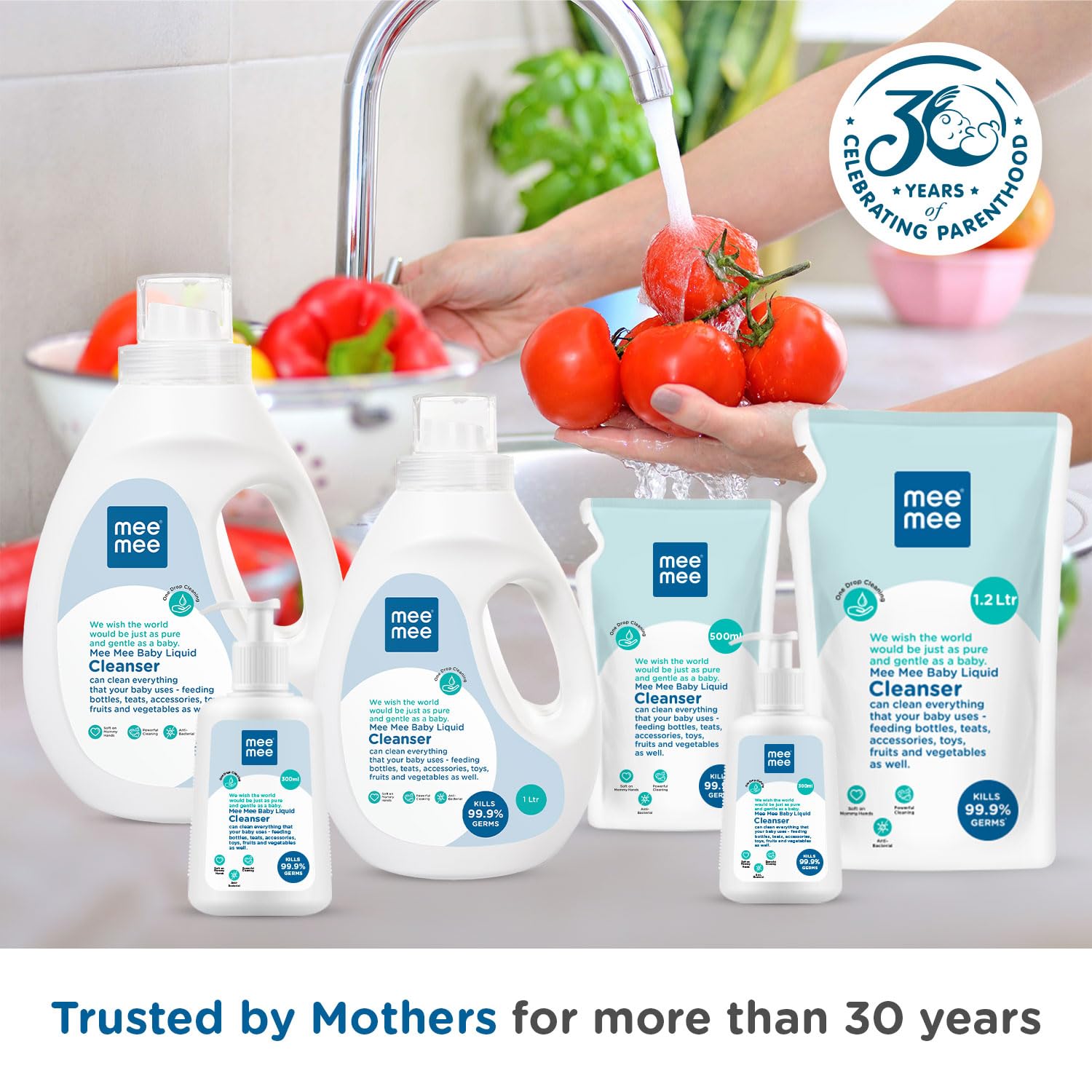 Mee Mee Baby Liquid Cleanser 500ml, Anti-Bacterial Kills 99.9% Germs | For Baby Bottles, Nipples, Accessories, Toys, Fruits & Vegetables | No Alcohol, One Drop Cleaning, Dermatologically Tested - Image 7