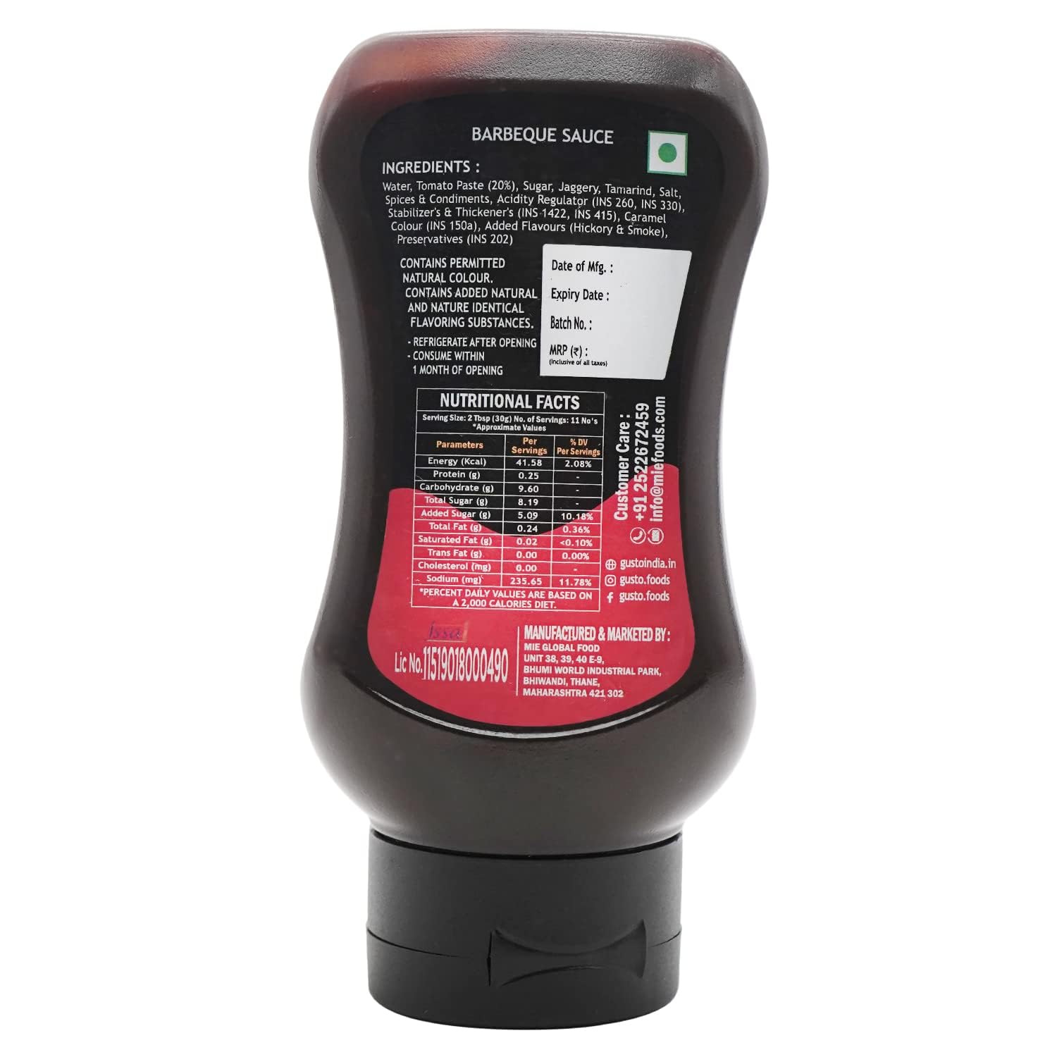 Gusto Foods Spicy Smokey Barbeque Sauce (340g) - Image 2
