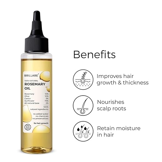 BRILLARE Rosemary Hair Oil for Healthy Hair, 100ml - Image 4