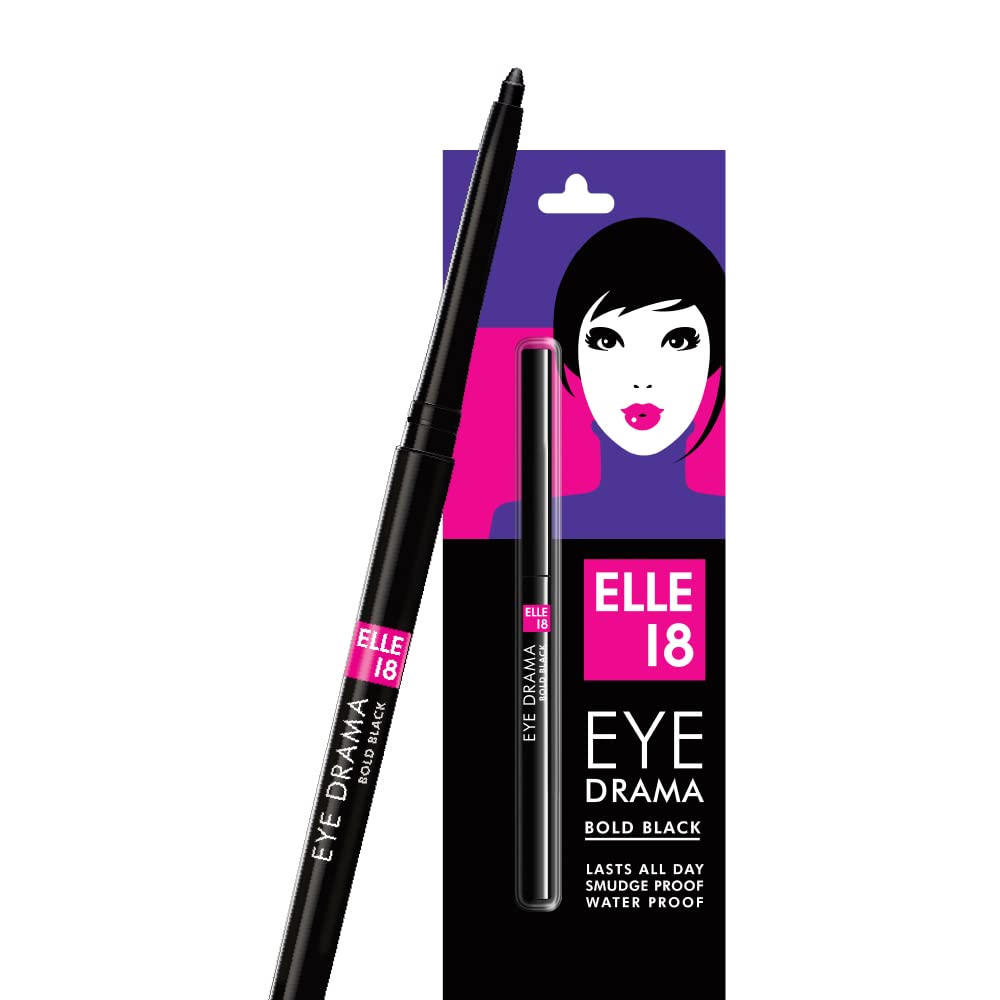 Elle 18 Eyedrama Kajal - Matte Finish, Bold Black, - Image 1