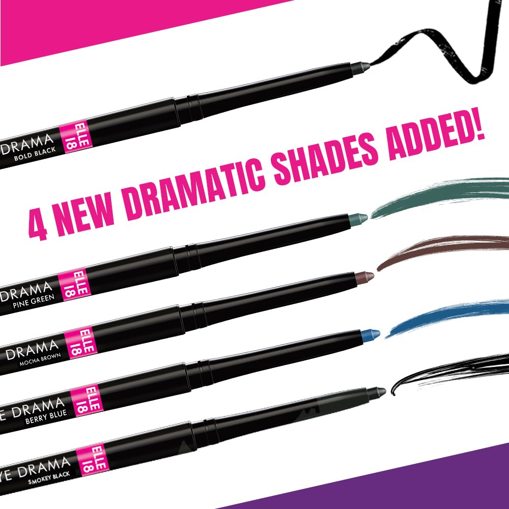 Elle 18 Eyedrama Kajal - Matte Finish, Bold Black, - Image 3