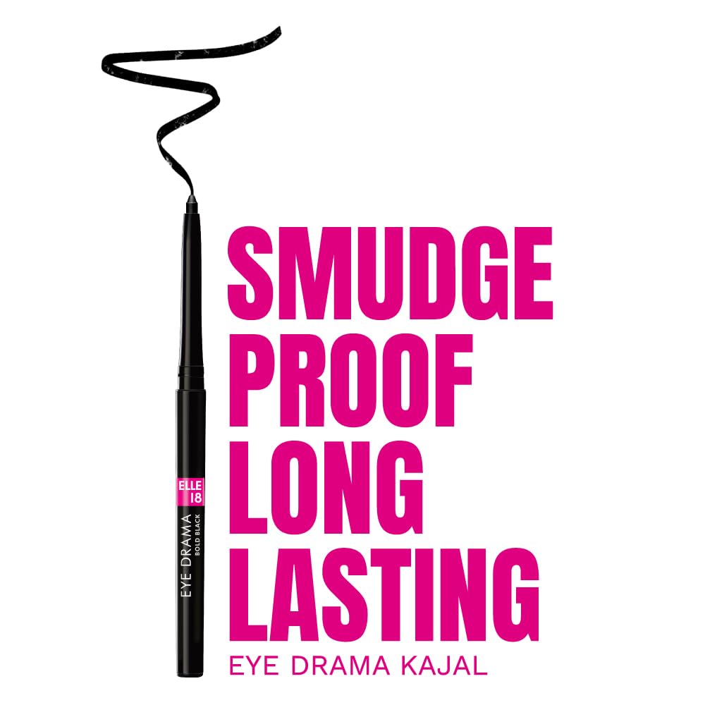 Elle 18 Eyedrama Kajal - Matte Finish, Bold Black, - Image 4