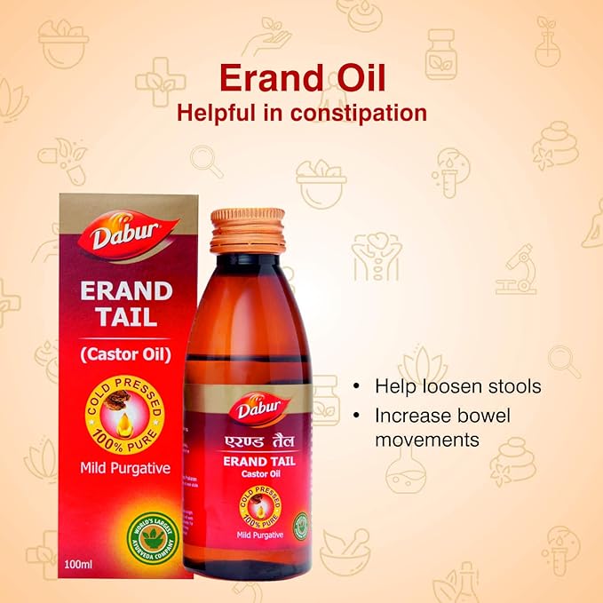 Dabur Erand Tail: 100% Pure Cold Pressed Castor Oil -100ml - Image 3