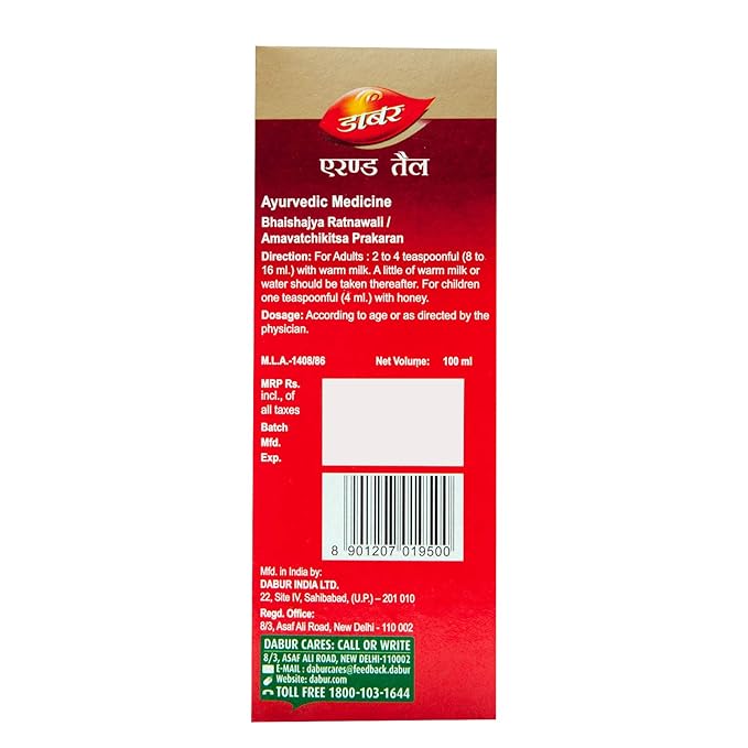 Dabur Erand Tail: 100% Pure Cold Pressed Castor Oil -100ml - Image 6