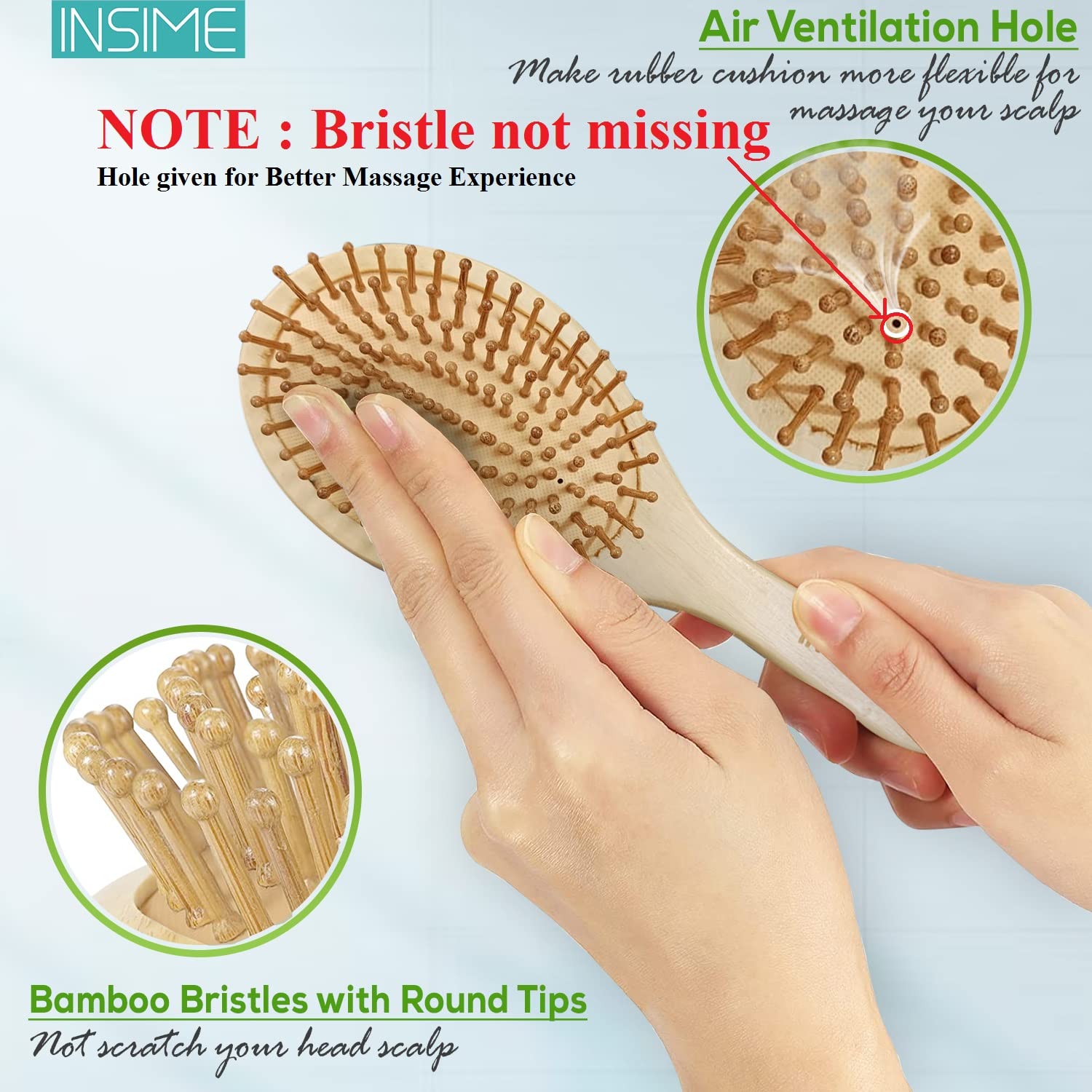 INSIME Wooden hair brush for Women & Me - Image 2