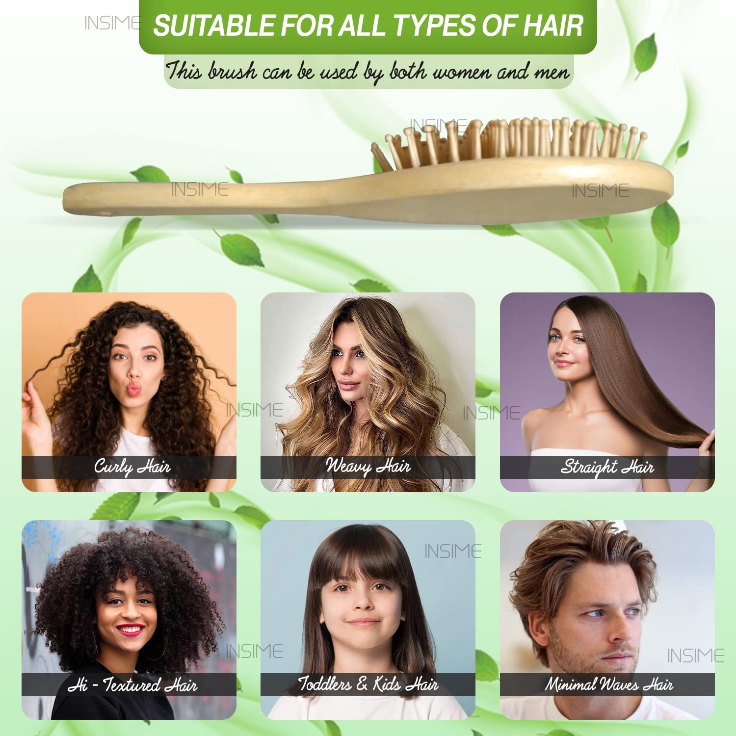 INSIME Wooden hair brush for Women & Me - Image 4