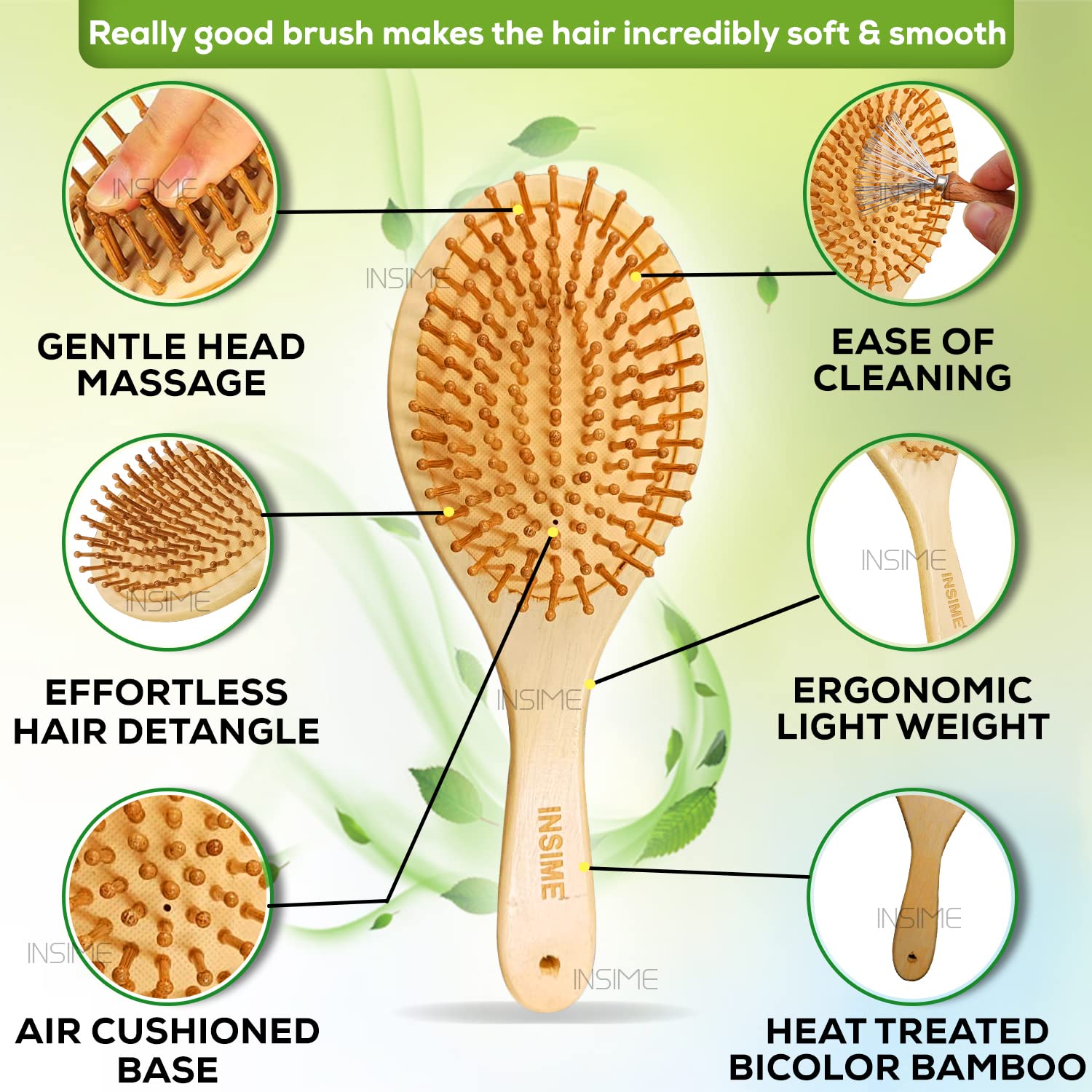INSIME Wooden hair brush for Women & Me - Image 6