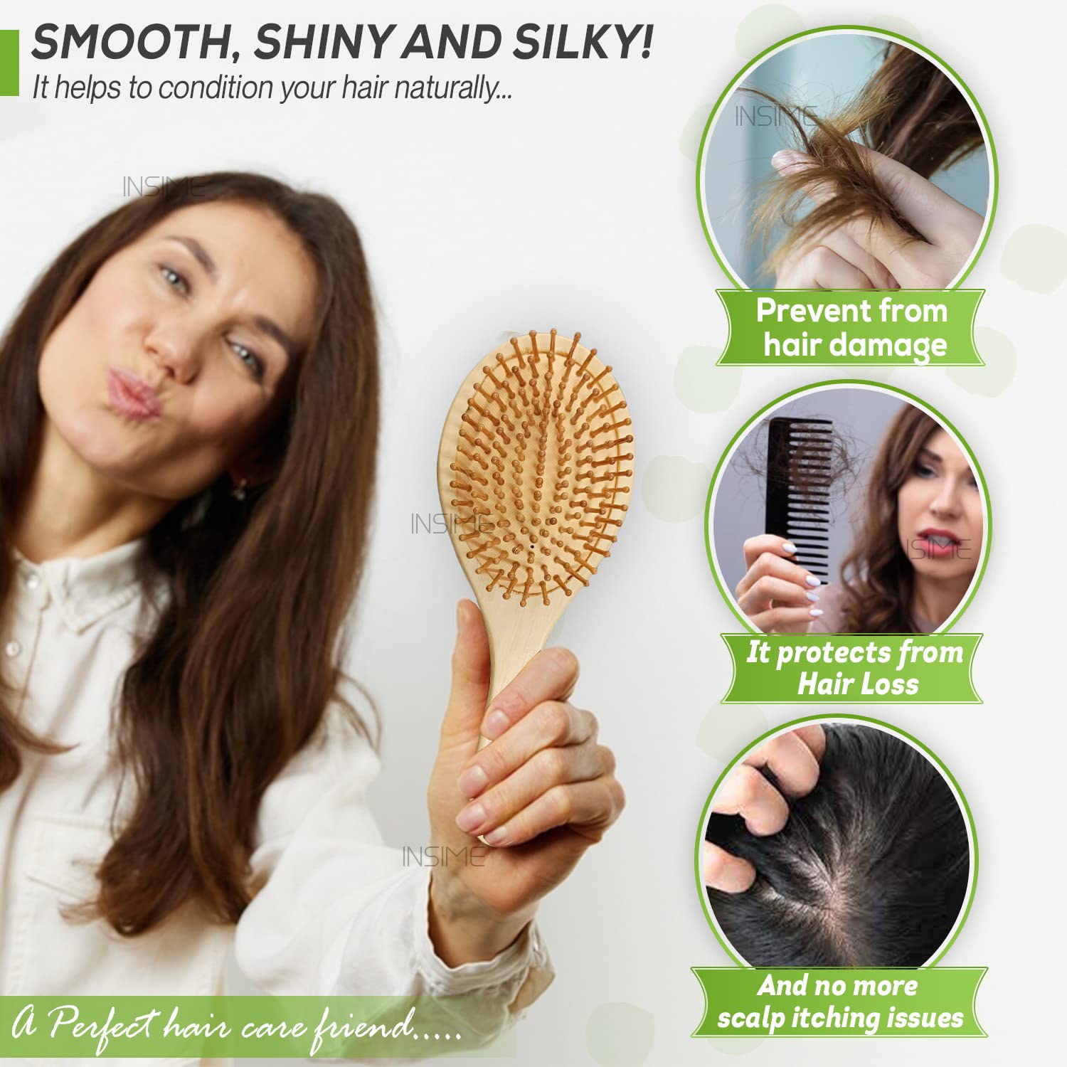INSIME Wooden hair brush for Women & Me - Image 7
