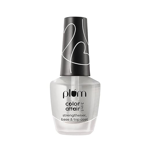 Plum Glossy Finish Color Affair 3-in-1 Strengthener Base & Top Coat 100% Vegan & Cruelty-Free Nail Care 11ml - Image 1