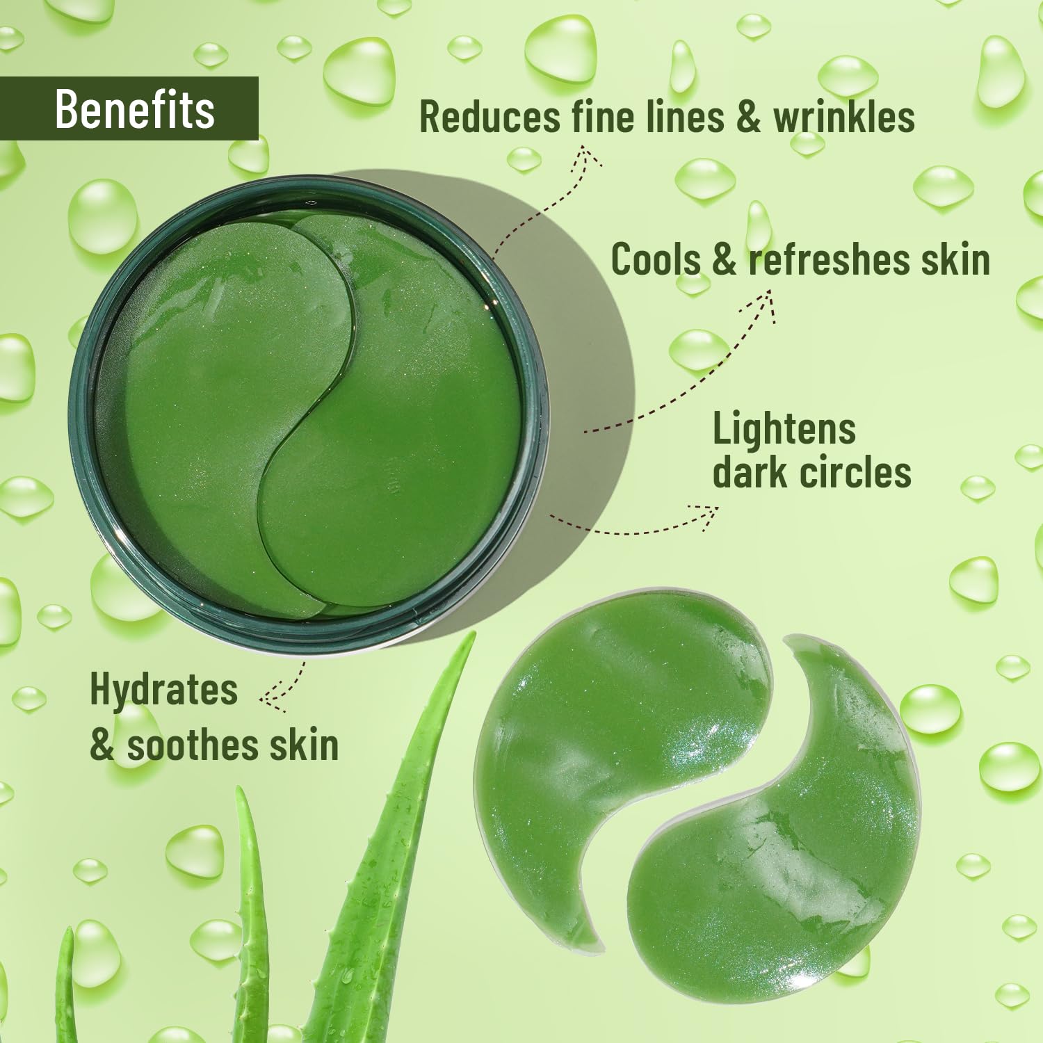 Swiss Beauty Hydra Anti Wrinkle Eye Serum Patch for dark circles Shade- Aloevera, 60 Pcs - Image 6