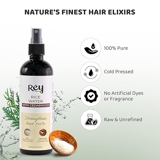 Rey Naturals Aqua Range Cedarwood & Rice Water Hair Growth Spray -200ml - Image 3