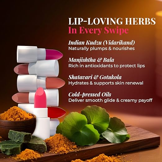 Just Herbs Herb Enriched Ayurvedic Lipstick Shade Sampler Kit, pack of 16 - Image 5