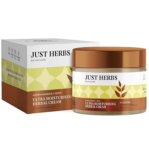 Just Herbs Ayurvedic Herbal Nourishing Face Moisturizing Massage Cream For Dull & Dry Skin - Parabens, SLS Free 100 gm - Image 1
