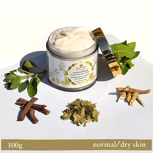 Just Herbs Ayurvedic Herbal Nourishing Face Moisturizing Massage Cream For Dull & Dry Skin - Parabens, SLS Free 100 gm - Image 3