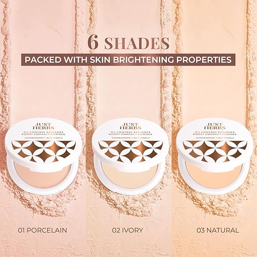 Just Herbs Oil Control Radiance Booster Age Defying Compact Powder for face Makeup 9g - Image 3