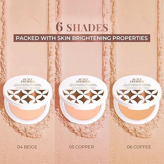 Just Herbs Oil Control Radiance Booster Age Defying Compact Powder for face Makeup 9g - Image 4