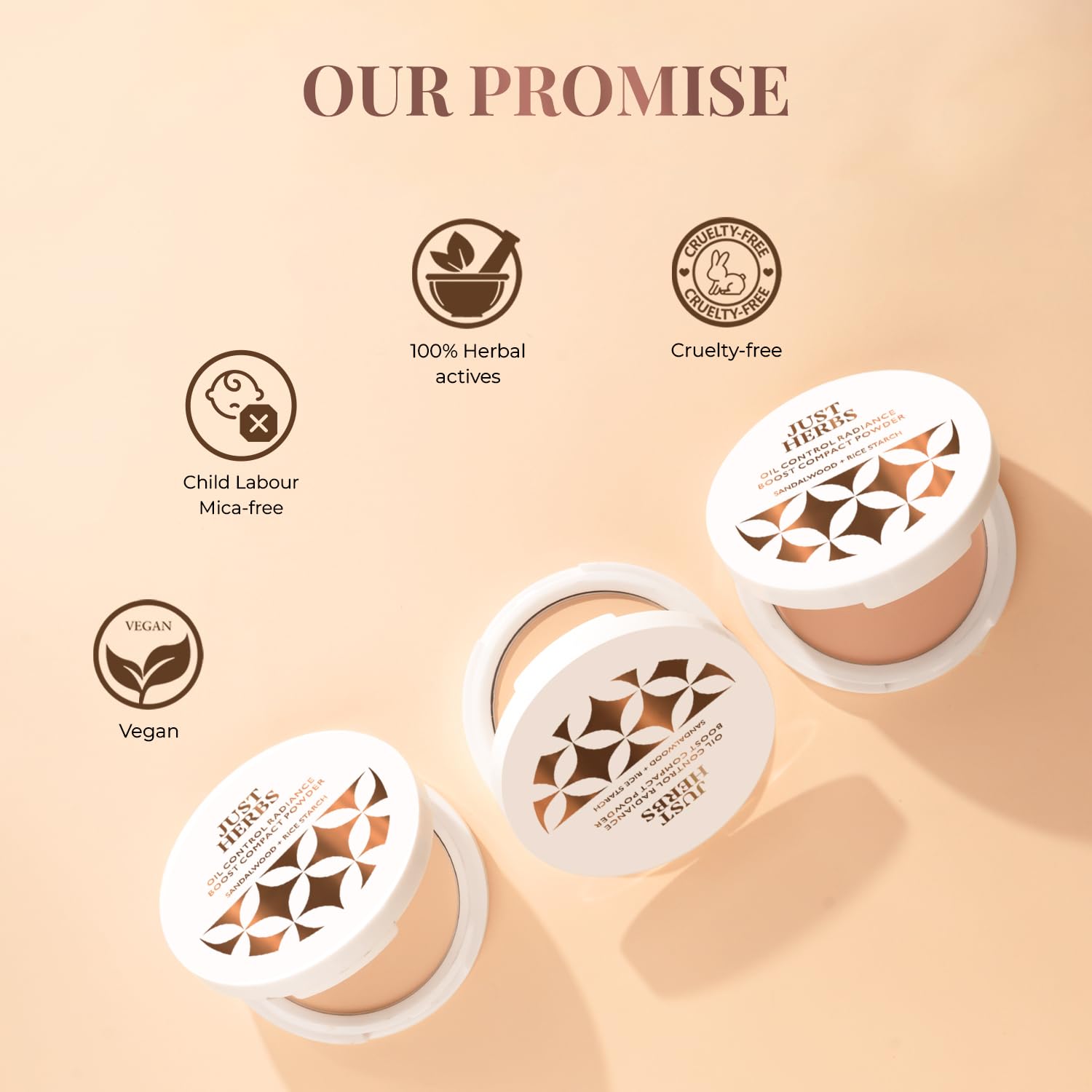 Just Herbs Oil Control Radiance Booster Age Defying Compact Powder for face Makeup 9g - Image 8