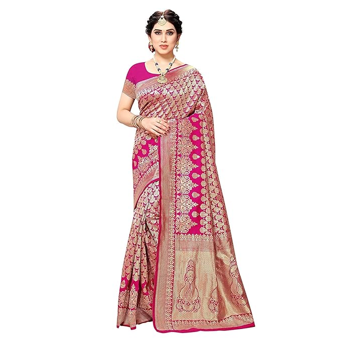 Yashika Women's Trendy Banarasi Kanjivaram Navy Color Art Silk Saree - Image 1