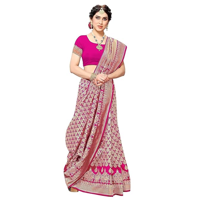 Yashika Women's Trendy Banarasi Kanjivaram Navy Color Art Silk Saree - Image 2