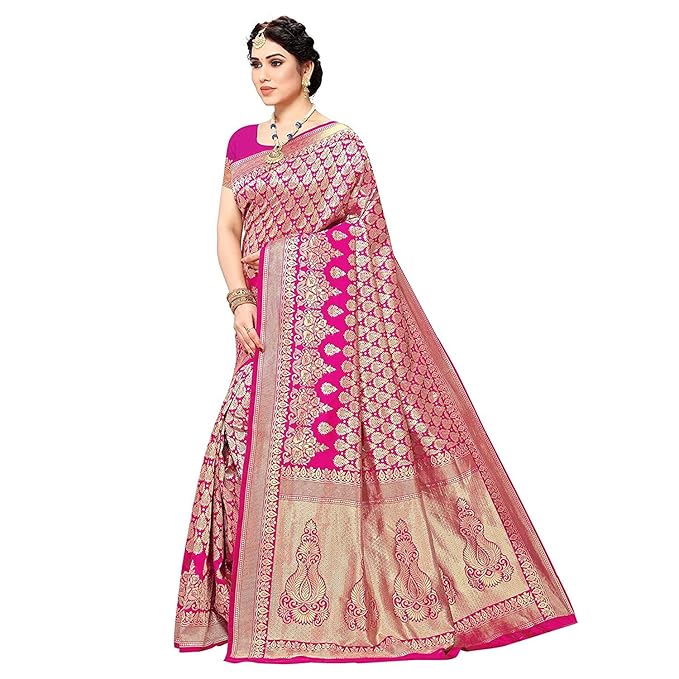 Yashika Women's Trendy Banarasi Kanjivaram Navy Color Art Silk Saree - Image 5