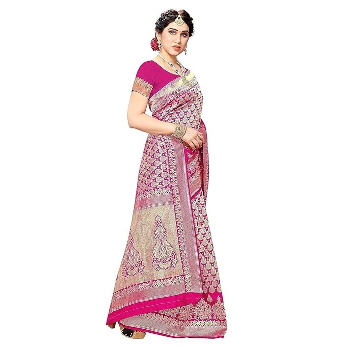 Yashika Women's Trendy Banarasi Kanjivaram Navy Color Art Silk Saree - Image 6