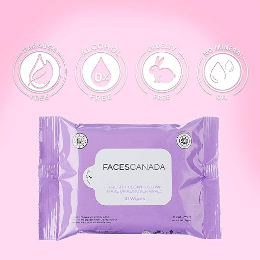 FACESCANADA Fresh Clean Glow Makeup Remover Wipes - 10 Wipes - Image 7