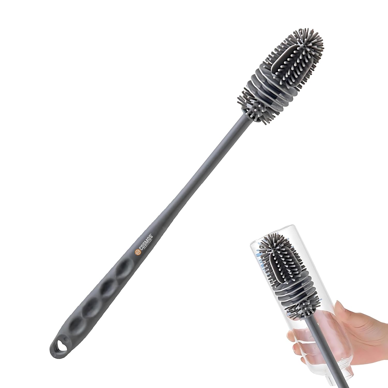 E-COSMOS Bottle Cleaning Brush Silicone Long Handle, Water Bottle - Image 1